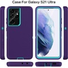 image:imageMXX Case Compatible with Galaxy S21 Ultra Case 3Layer Super Full Heavy Duty Body Bumper CoverShock ProtectionDust Proof Designed for Samsung Galaxy S21 Ultra 5G 68 Inch 2021 PlumPurple