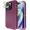 image:imageMXX Case Made for iPhone 13 Pro wTempered Glass Screen ProtectorCamera Lens Protector 3Layer Full Heavy Duty Body Bumper Cover Shockproof Protection Made for iPhone 13 Pro 61 PlumLight PinkPlumLight Pink