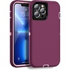 image:imageMXX Case Made for iPhone 13 Pro wTempered Glass Screen ProtectorCamera Lens Protector 3Layer Full Heavy Duty Body Bumper Cover Shockproof Protection Made for iPhone 13 Pro 61 PlumLight PinkPlumLight Pink