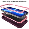 image:imageMXX Case Made for iPhone 13 Pro wTempered Glass Screen ProtectorCamera Lens Protector 3Layer Full Heavy Duty Body Bumper Cover Shockproof Protection Made for iPhone 13 Pro 61 PlumLight PinkPlumLight Pink