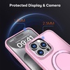 image:imageMXX Case Made for iPhone 15 Pro Max360Ring Stand Magnetic AntiFingerprint Military Drop Protection Compatible with MagSafe and Soft Edge Translucent Slim Back 15 ProMax Phone Case PinkPink