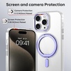 image:imageMXX Case made for iPhone 15 Pro Max360Ring Stand Magnetic AntiFingerprint Military Drop Protection Compatible with MagSafe and Soft Edge Translucent Slim Back 15 ProMax Phone CaseClearpurpleClearpurple