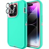 image:imageMXX Heavy Duty Made for iPhone 14 Case with Tempered Glass Screen Camera Lens Protector 3Layer Full Body Protection Shockproof Dustproof Cover for 14 Phone Case 61 RedBlackAquaLight Pink