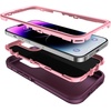 image:imageMXX Heavy Duty Made for iPhone 14 Case with Tempered Glass Screen Camera Lens Protector 3Layer Full Body Protection Shockproof Dustproof Cover for 14 Phone Case 61 RedBlackPlumLight Pink