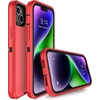 image:imageMXX Heavy Duty Made for iPhone 14 Case with Tempered Glass Screen Camera Lens Protector 3Layer Full Body Protection Shockproof Dustproof Cover for 14 Phone Case 61 RedBlackRedBlack