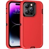 image:imageMXX Heavy Duty Made for iPhone 14 Case with Tempered Glass Screen Camera Lens Protector 3Layer Full Body Protection Shockproof Dustproof Cover for 14 Phone Case 61 RedBlackRedBlack