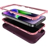 image:imageMXX Heavy Duty Made for iPhone 14 Case with Tempered Glass Screen Camera Lens Protector 3Layer Full Body Protection Shockproof Dustproof Cover for 14 Phone Case 61 RedBlackPlumLight Pink