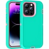 image:imageMXX Heavy Duty Made for iPhone 14 Case with Tempered Glass Screen Camera Lens Protector 3Layer Full Body Protection Shockproof Dustproof Cover for 14 Phone Case 61 RedBlackAquaLight Pink