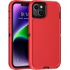 image:imageMXX Heavy Duty Made for iPhone 14 Case with Tempered Glass Screen Camera Lens Protector 3Layer Full Body Protection Shockproof Dustproof Cover for 14 Phone Case 61 RedBlackRedBlack