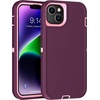 image:imageMXX Heavy Duty Made for iPhone 14 Case with Tempered Glass Screen Camera Lens Protector 3Layer Full Body Protection Shockproof Dustproof Cover for 14 Phone Case 61 RedBlackPlumLight Pink