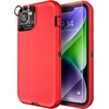 image:imageMXX Heavy Duty Made for iPhone 14 Case with Tempered Glass Screen Camera Lens Protector 3Layer Full Body Protection Shockproof Dustproof Cover for 14 Phone Case 61 RedBlackRedBlack