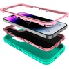 image:imageMXX Heavy Duty Made for iPhone 14 Case with Tempered Glass Screen Camera Lens Protector 3Layer Full Body Protection Shockproof Dustproof Cover for 14 Phone Case 61 RedBlackAquaLight Pink