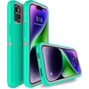 image:imageMXX Heavy Duty Made for iPhone 14 Case with Tempered Glass Screen Camera Lens Protector 3Layer Full Body Protection Shockproof Dustproof Cover for 14 Phone Case 61 RedBlackAquaLight Pink