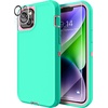 image:imageMXX Heavy Duty Made for iPhone 14 Case with Tempered Glass Screen Camera Lens Protector 3Layer Full Body Protection Shockproof Dustproof Cover for 14 Phone Case 61 RedBlackAquaLight Pink