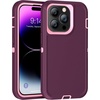 image:imageMXX Heavy Duty Made for iPhone 14 Case with Tempered Glass Screen Camera Lens Protector 3Layer Full Body Protection Shockproof Dustproof Cover for 14 Phone Case 61 RedBlackPlumLight Pink