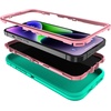 image:imageMXX Heavy Duty Made for iPhone 14 Case with Tempered Glass Screen Camera Lens Protector 3Layer Full Body Protection Shockproof Dustproof Cover for 14 Phone Case 61 RedBlackAquaLight Pink
