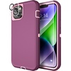 image:imageMXX Heavy Duty Made for iPhone 14 Case with Tempered Glass Screen Camera Lens Protector 3Layer Full Body Protection Shockproof Dustproof Cover for 14 Phone Case 61 RedBlackPlumLight Pink