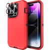 image:imageMXX Heavy Duty Made for iPhone 14 Case with Tempered Glass Screen Camera Lens Protector 3Layer Full Body Protection Shockproof Dustproof Cover for 14 Phone Case 61 RedBlackRedBlack
