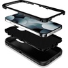 image:imageMXX Heavy Duty Made for iPhone 15 pro Case with Tempered Glass Screen Camera Lens Protector 3Layer Full Body Protection Shockproof Dustproof Cover for 15 pro Phone Case 61 AquaLight PinkBlack