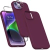 image:imageMXX for iPhone 13 pro Max Case  Soft Silicone Case with Screen Protector and Camera Lens Protector  Microfiber Lining AntiScratch Fullbody Protective Made for 13 pro Max Phone Case 67Wine Red