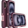 image:imageMXX for iPhone 16 Plus Case Heavy Duty 3Layer Rugged Cover with Tempered Glass Screen Protector Shockproof Dustproof AntiDrop Full Body Protection 67  PlumLight PinkPlumLight Pink