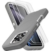image:imageMXX for iPhone 16 Plus Case Heavy Duty 3Layer Rugged Cover with Tempered Glass Screen Protector Shockproof Dustproof AntiDrop Full Body Protection 67  PlumLight PinkGrayWhite