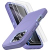image:imageMXX for iPhone 16 Plus Case Heavy Duty 3Layer Rugged Cover with Tempered Glass Screen Protector Shockproof Dustproof AntiDrop Full Body Protection 67  PlumLight PinkLight Purple