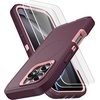 image:imageMXX for iPhone 16 Plus Case Heavy Duty 3Layer Rugged Cover with Tempered Glass Screen Protector Shockproof Dustproof AntiDrop Full Body Protection 67  PlumLight PinkPlumLight Pink