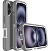 image:imageMXX for iPhone 16 Plus Case Heavy Duty 3Layer Rugged Cover with Tempered Glass Screen Protector Shockproof Dustproof AntiDrop Full Body Protection 67  PlumLight PinkGrayWhite