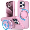 image:imageMXX Case Made for iPhone 15 Pro Max360Ring Stand Magnetic AntiFingerprint Military Drop Protection Compatible with MagSafe and Soft Edge Translucent Slim Back 15 ProMax Phone Case PinkPink
