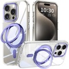 image:imageMXX Case made for iPhone 15 Pro Max360Ring Stand Magnetic AntiFingerprint Military Drop Protection Compatible with MagSafe and Soft Edge Translucent Slim Back 15 ProMax Phone CaseClearpurpleClearpurple
