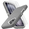 image:imageMXX for iPhone 16 Plus Case Heavy Duty 3Layer Rugged Cover with Tempered Glass Screen Protector Shockproof Dustproof AntiDrop Full Body Protection 67  PlumLight PinkGrayWhite