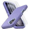 image:imageMXX for iPhone 16 Plus Case Heavy Duty 3Layer Rugged Cover with Tempered Glass Screen Protector Shockproof Dustproof AntiDrop Full Body Protection 67  PlumLight PinkLight Purple