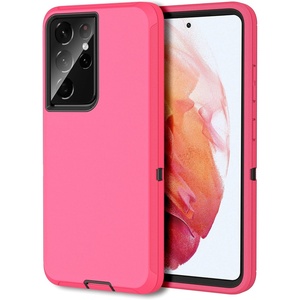 image:imageMXX Case Compatible with Galaxy S21 Ultra Case 3Layer Super Full Heavy Duty Body Bumper CoverShock ProtectionDust Proof Designed for Samsung Galaxy S21 Ultra 5G 68 Inch 2021 PlumPinkBlack