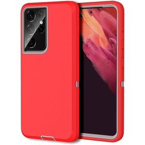 image:imageMXX Case Compatible with Galaxy S21 Ultra Case 3Layer Super Full Heavy Duty Body Bumper CoverShock ProtectionDust Proof Designed for Samsung Galaxy S21 Ultra 5G 68 Inch 2021 PlumRedGray