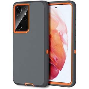 image:imageMXX Case Compatible with Galaxy S21 Ultra Case 3Layer Super Full Heavy Duty Body Bumper CoverShock ProtectionDust Proof Designed for Samsung Galaxy S21 Ultra 5G 68 Inch 2021 PlumOrangeGray