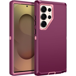 image:imageMXX Case Compatible with Samsung Galaxy s25 Ultra case 3Layer Super Full Heavy Duty Body Bumper CoverShock ProtectionDust Proof Designed for Samsung s25 Ultra Case BlackPlumLight Pink