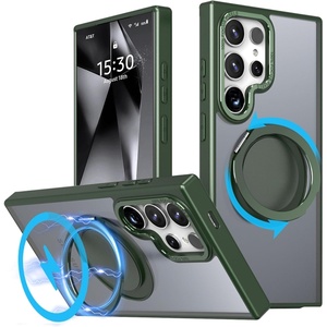 image:imageMXX Case for Galaxy s23 Ultra case amp s22 Ultra case360 Ring Stand Magnetic Military Drop Protection Compatible with MagSafe and Soft Edge Translucent Slim Back for Galaxy s23 UltraGreenGreen