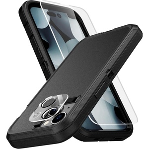image:imageMXX Heavy Duty Made for iPhone 15 pro Case with Tempered Glass Screen Camera Lens Protector 3Layer Full Body Protection Shockproof Dustproof Cover for 15 pro Phone Case 61 AquaLight PinkBlack