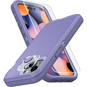 image:imageMXX Heavy Duty Made for iPhone 15 pro Case with Tempered Glass Screen Camera Lens Protector 3Layer Full Body Protection Shockproof Dustproof Cover for 15 pro Phone Case 61 AquaLight PinkLight Purple